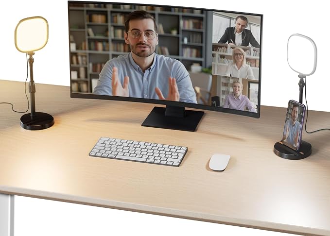 NEEWER Basics 2 Pack 5" Full Screen LED Ring Light with Stands for Desk Video Conference, 10W Bi Color Edge Lit Computer Laptop Webcam Zoom Calls Lighting Streaming Phone Recording, CRI95, NL10 by Neewer