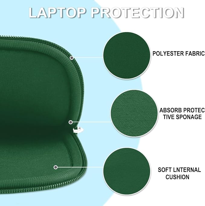 Laptop Case 15.6 inch, Shockproof Protective Laptop Cover Briefcase Carrying Computer Bag with Accessory Pocket, Portable Computer Sleeve Compatible with MacBook, HP, Dell, Lenovo, Asus, Green - Image 5
