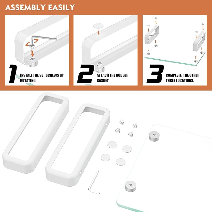 Hemudu Clear Computer Monitor Stand Riser Multi Media Desktop Stand for Flat Screen LCD LED TV, Laptop/Notebook, with Tempered Glass and Metal Legs, HD02T-001 - Image 7