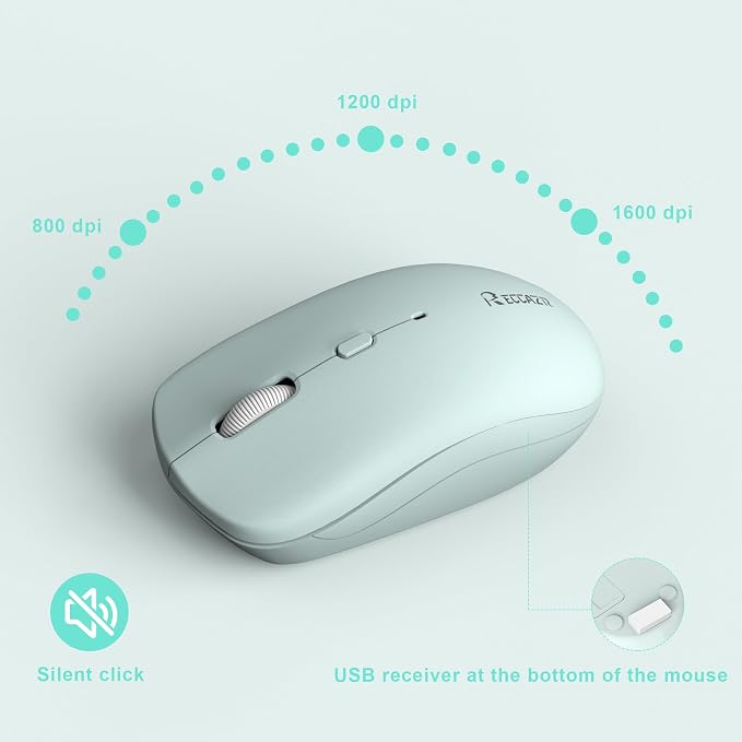 Wireless Keyboard and Mouse Combo Silent for Office and Home(Mint Green-B) | 2.4G Full Size Silent Cordless Keyboard with Tilt Legs,3-Level DPI Quiet Mouse,for Windows/Mac OS/Desktop/Laptop/PC - Image 8
