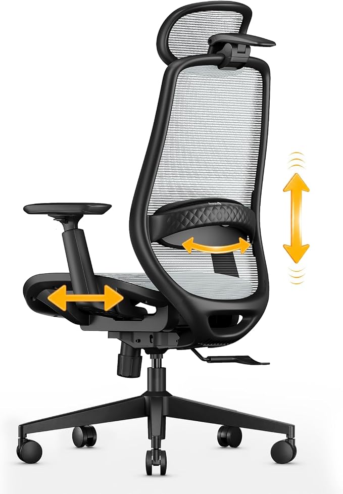 ProtoArc EC200 Pro Ergonomic Mesh Office Chair for Remote Work, Gray | 4D Armrests, Adjustable Lumbar & Seat Depth, 3D Headrest, Ergonomic Desk Chair for Home Office Programmers - Image 8