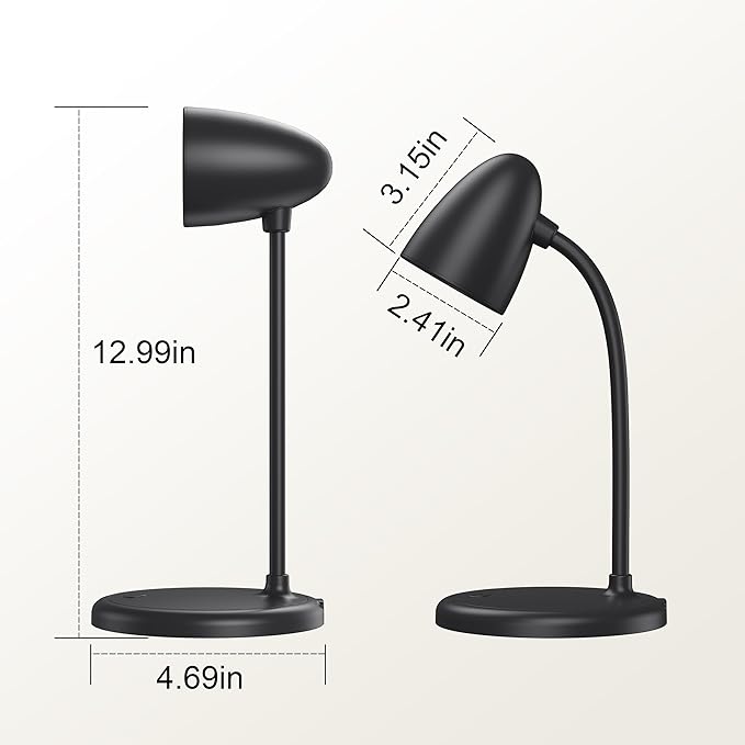 LED Desk Lamp for Home Office,Dimmable Table Lamp 3 Light Colors | Reading Light for Bedside Small Desk Lamp for College Dorm Room,Bedroom Desk Light,Black - Image 2