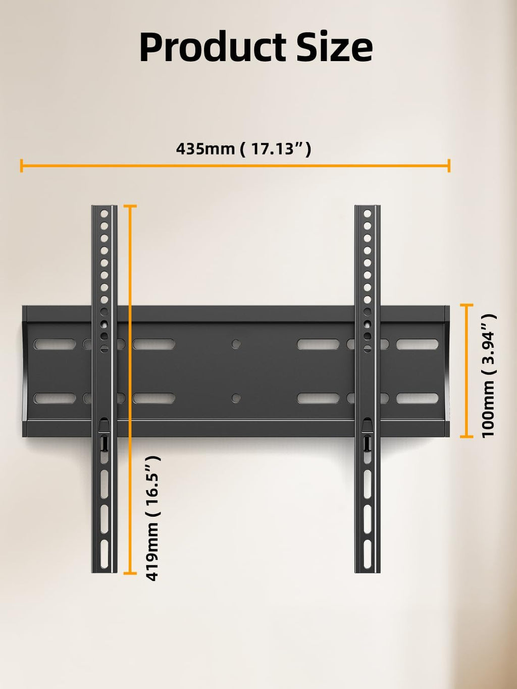 43 50 55 inch Fixed Low Profile TV Wall Mount for 24-65 inch LED/LCD & Flat/Curved TVs, Universal Wall Mount Bracket with Safe Lock, Max VESA 400x400mm, up to 99Lbs & 16 '' Stud - Image 8