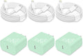 20W Fast Charger for iPhone 14/13/12 [3-Pack, MFi Certified] | USB-C PD power adapter with 6Ft cable, compatible with iPhone 14/13/12/Pro Max/Pro/Plus/Mini, iPad & more - Green+White by CXX