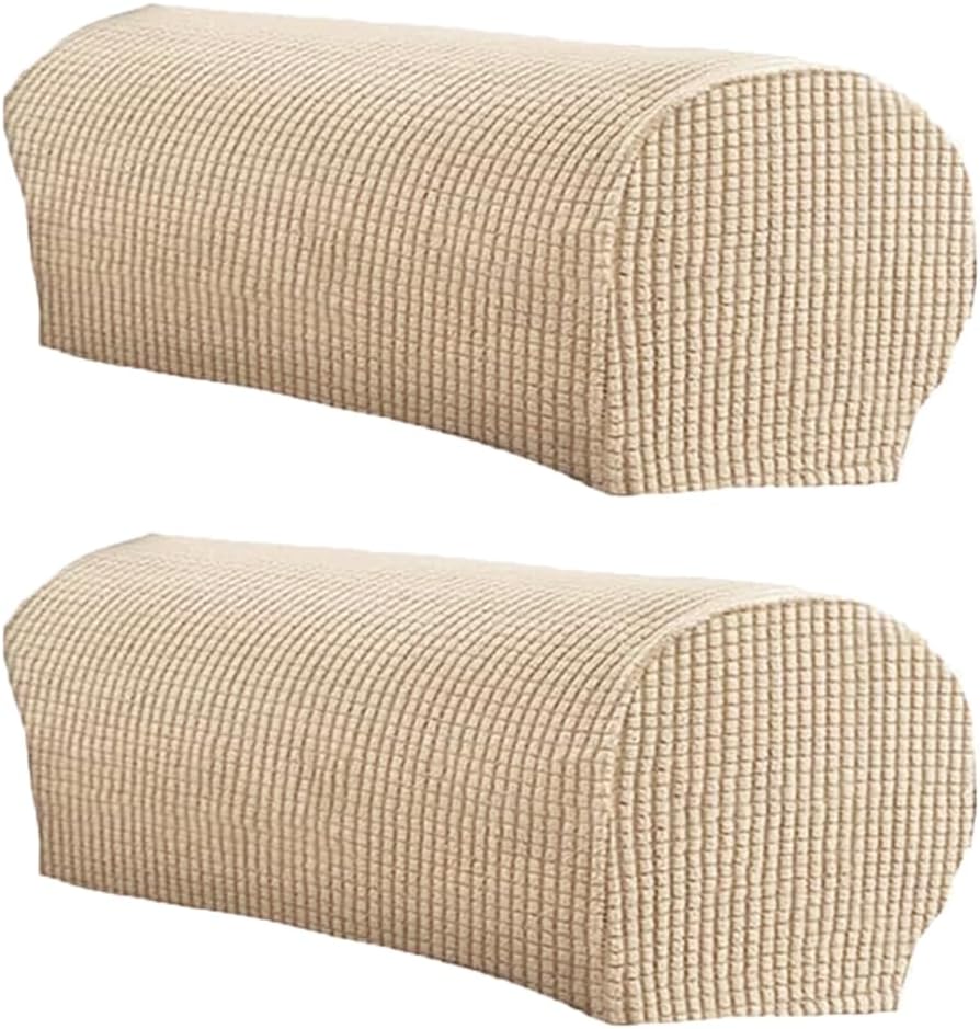 LINGXIYA Stretch Plush Armrest Covers, Spandex Armrest Slipcovers, Set of 2 by LINGXIYA