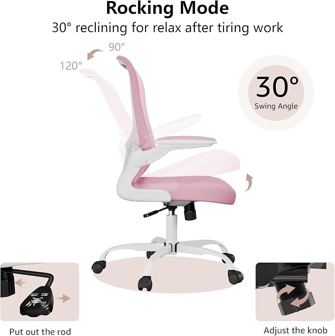 Ergonomic Office Chair, Comfort Swivel Home Office Task Chair, Breathable Mesh Desk Chair, Lumbar Support Computer Chair with Flip-up Arms and Adjustable Height - Image 5