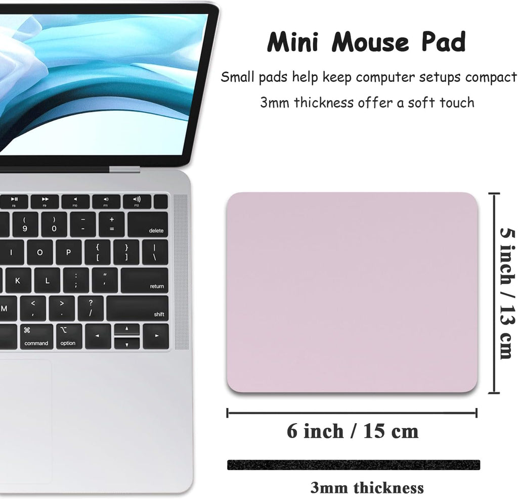Small Mouse Pad, 5 x 6 Inch Thick Rubber Premium-Textured Non-Slip Portable & Washable Mini Mouse Mat for Women Men Wireless Laptops Keyboard Tray Gaming Work Travel,Dark Pink - Image 2