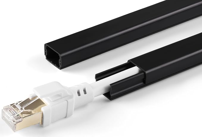 ZhiYo 175" Black Cord Cover for 1 Wire, Small Size, 0.59" W x 0.4" H | Fits Up to 1 Thick Extension Cord, Self-Adhesive for Easy Install, Lightweight PVC Helps Stay Secure, Paintable Cord Hider by ZhiYo