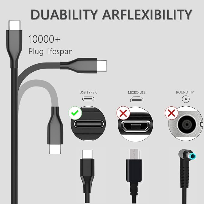 Replacement for Chromebook Charger 45W USB C,for HP Type C Laptop All | Compatible with HP Chromebook Laptop Type C,USB C Laptop Charger,Computer Power Adapter For All,GKLSPL Laptop Charger - Image 3