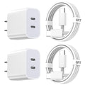 iPhone 17 Charger,Apple Charger Fast Charging,2Pack Dual Port Power Delivery Apple Charging Block,6FT USB C to C iPhone 17 Charge Cable,USB C Charge for iPhone 17/17 Air/16/15 Pro/iPad Pro/Air/Mini by Unknown