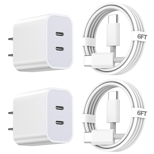 iPhone 17 Charger,Apple Charger Fast Charging,2Pack Dual Port Power Delivery Apple Charging Block,6FT USB C to C iPhone 17 Charge Cable,USB C Charge for iPhone 17/17 Air/16/15 Pro/iPad Pro/Air/Mini by Unknown