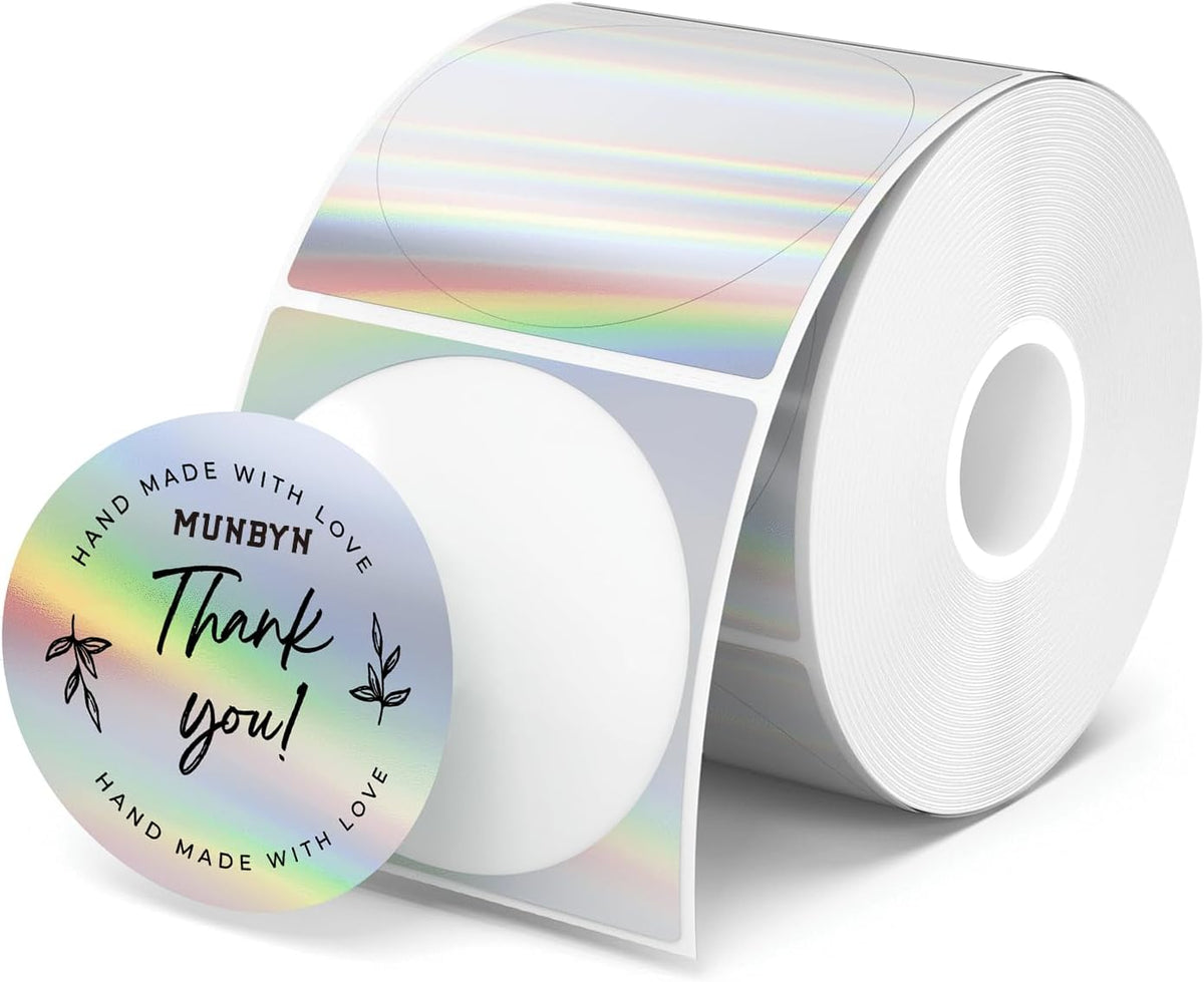 MUNBYN 2" Round Holographic Thermal Labels, 400 Sheets/1 Roll by MUNBYN