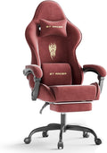 Velvet Fabric Gaming Chair, High Back Ergonomic Gamer Chair for Adult, Comfortable Video Game Chair with Footrest and Massage Lumbar Cushion, Racing Reclining Office Computer Desk Chair Red by Ferghana
