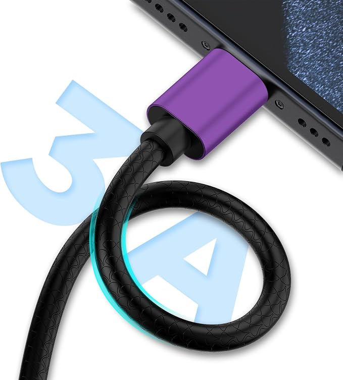 CyvenSmart USB Type C Cable 10ft, [2 Pack] USB A 2.0 to USB-C Fast Charger Durable TPE Cord Compatible with Samsung Galaxy A10/A20/A51/S10/S9/S8 Plus/Note 9/8,LG V50 V40 G8 G7 Thinq-Purple - Image 2