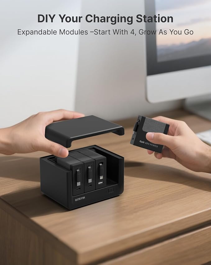 12-in-1 Desktop Charging Station with 3 Retractable Type-C Charger Blocks, 1 Micro Charger and 1 Lightning Charger, 4 USB C Ports, 160W Fast Charging Hub with 33.5in Cable for Multiple Devices - Image 6