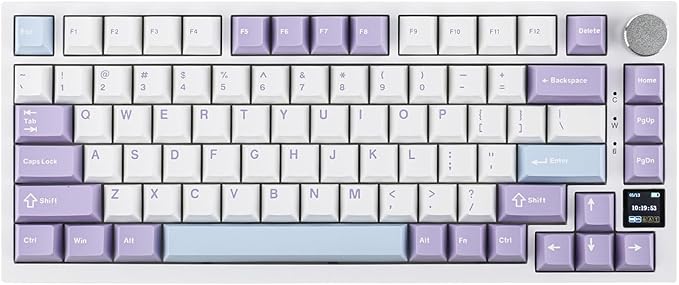 EPOMAKER Ajazz AK820 Pro Wireless Mechanical Keyboard with TFT Display&Knob | 75% Gasket-Mounted Gaming Keyboard, BT/2.4GHz/USB-C Wired, Creamy Keyboard for PC/Mac (Purple, Flying Fish Switch) by EPOMAKER