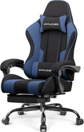 GTPLAYER Gaming Chair, Computer Chair with Footrest and Lumbar Support, Height Adjustable Game Chair with 360°-Swivel Seat and Headrest and for Office or Gaming (Blue, Fabric) by GTPLAYER