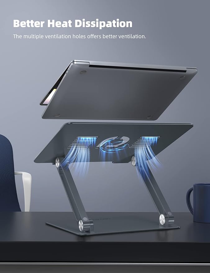 Lamicall Adjustable Laptop Stand for Desk for MacBook Air Pro HP 10-17.3'' | Aluminum Computer Notebook Holder, Portable Laptop Riser, Foldable Ergonomic Office Desk Accessories for Dell XPS - Image 3