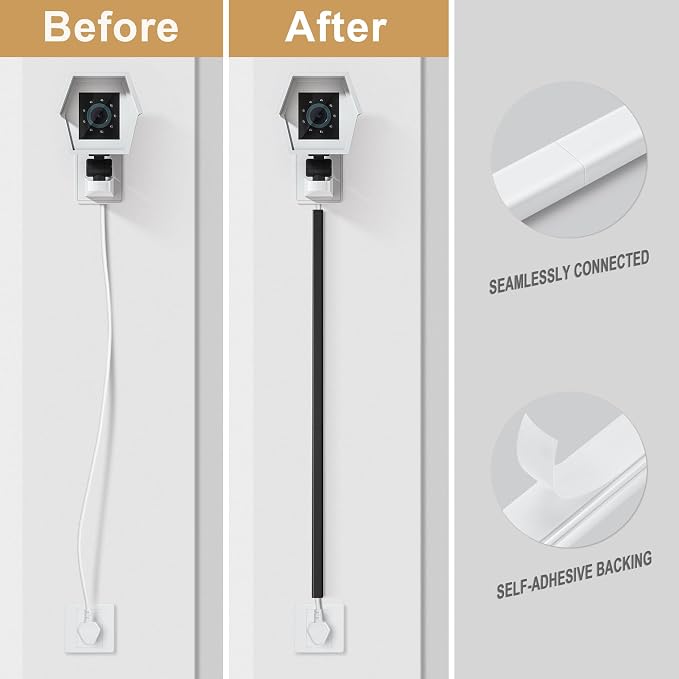 ZhiYo 102" Black Cord Cover for 1 Wire, Small Size, 0.59" W x 0.4" H | Fits Up to 1 Thick Extension Cord, Self-Adhesive for Easy Install, Lightweight PVC Helps Stay Secure, Paintable Cord Hider - Image 3