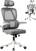 Ergonomic Office Chair with Dynamic Lumbar Support & Adjustable Headrest – High Back Desk Chair with 90° Flip-up Arms, Comfort Mesh Computer Chair for Home Office Long Hours Sitting，Gery by Unknown