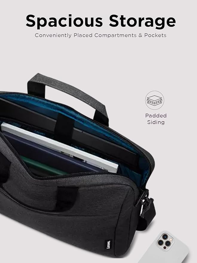 Lenovo Laptop Bag T210, Messenger Shoulder Bag for Laptop or Tablet, Sleek, Durable & Water-Repellent Fabric - Image 4