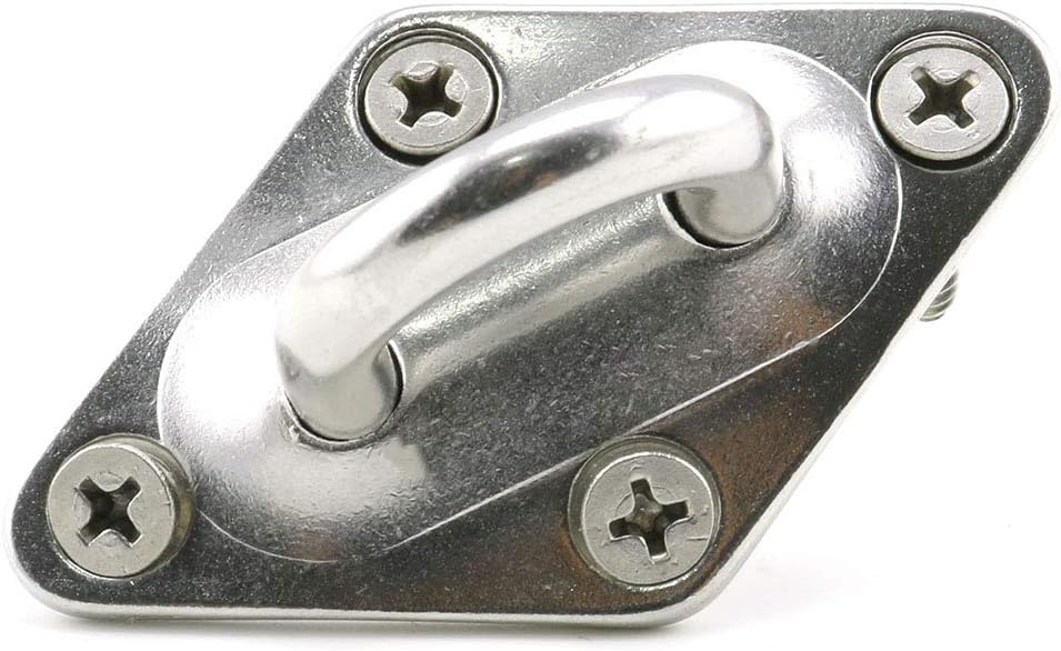 heyous 2 Set M8 Suspension Ceiling Wall Mount U Hook Anchor Hanger Stainless Steel Heavy Duty Multi Purpose Hammock Swing Ceiling Hook Rhombic Base Plate with Snap Hook - Image 5