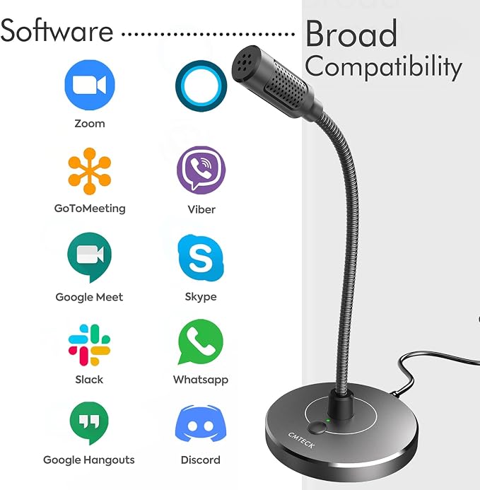CMTECK USB Computer Microphone, Studio-Quality，Plug & Play for PC,Laptop | Built-in pop filter and metal base. 360° adjustable neck, mute button. Great for podcasting, gaming, YouTube (Windows/macOS) - Image 6
