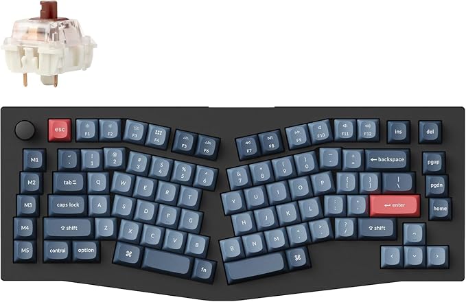 Keychron V10 Max Alice Layout Wireless Mechanical Keyboard, 75% QMK/VIA Custom Keyboard with Knob, 2.4GHz/Bluetooth/Wired, Hot-Swappable RGB, Gasket Mount for Mac Windows Linux by Keychron