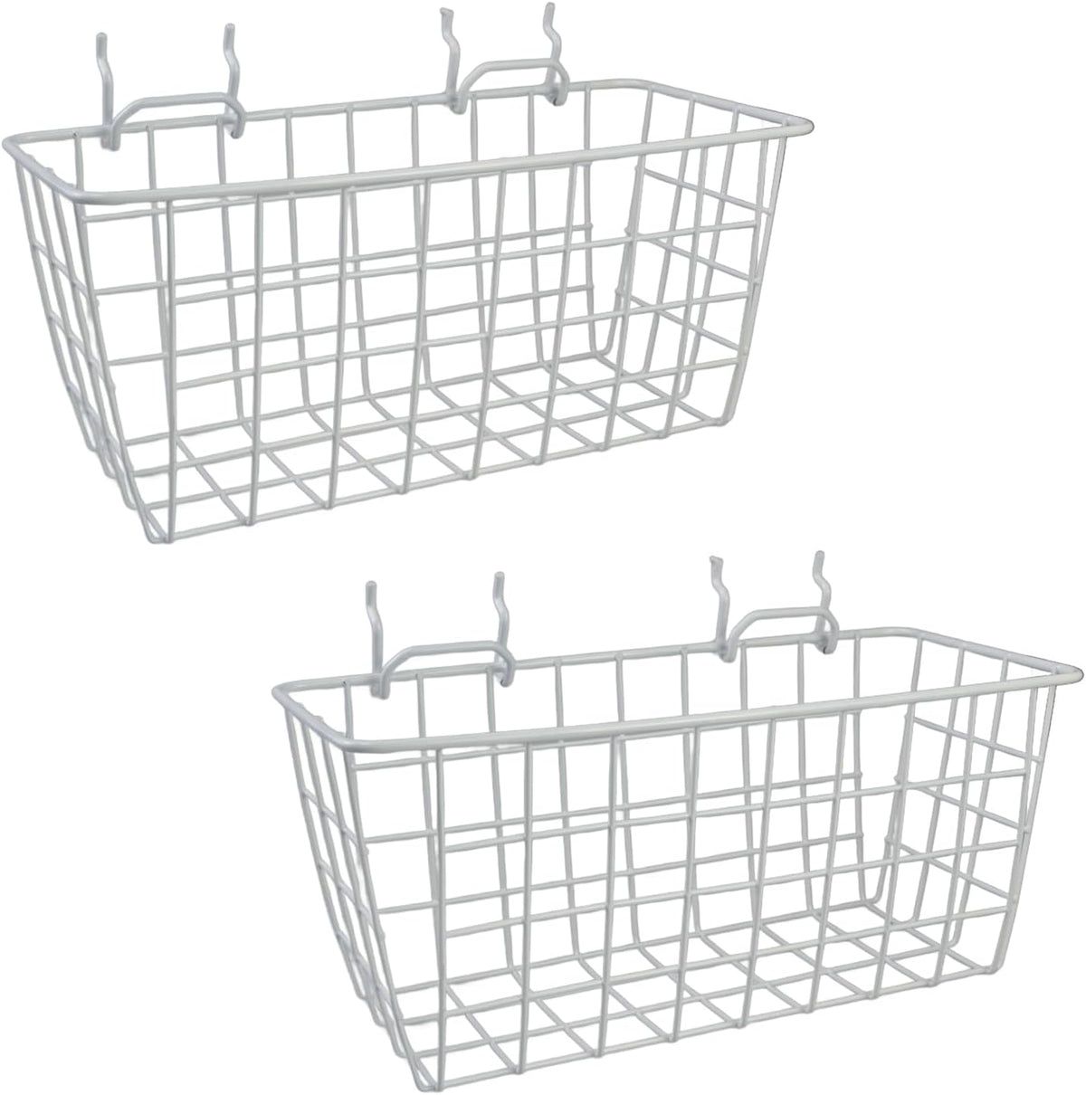 Pegboard Baskets 2 Pack Peg Board Metal Shelves Organizers (Medium, White) by G.CORE