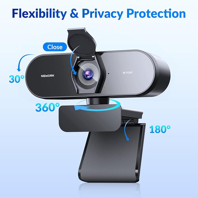 EasyCam 4K Webcam for PC with Tripod, PDAF & CDAF Dual-autofocus | Auto Light Correction, 2 Noise Reduction Mics, Privacy Cover, 79°FOV, Streaming Camera for PC, Mac, Laptop, Video Calls - Image 7