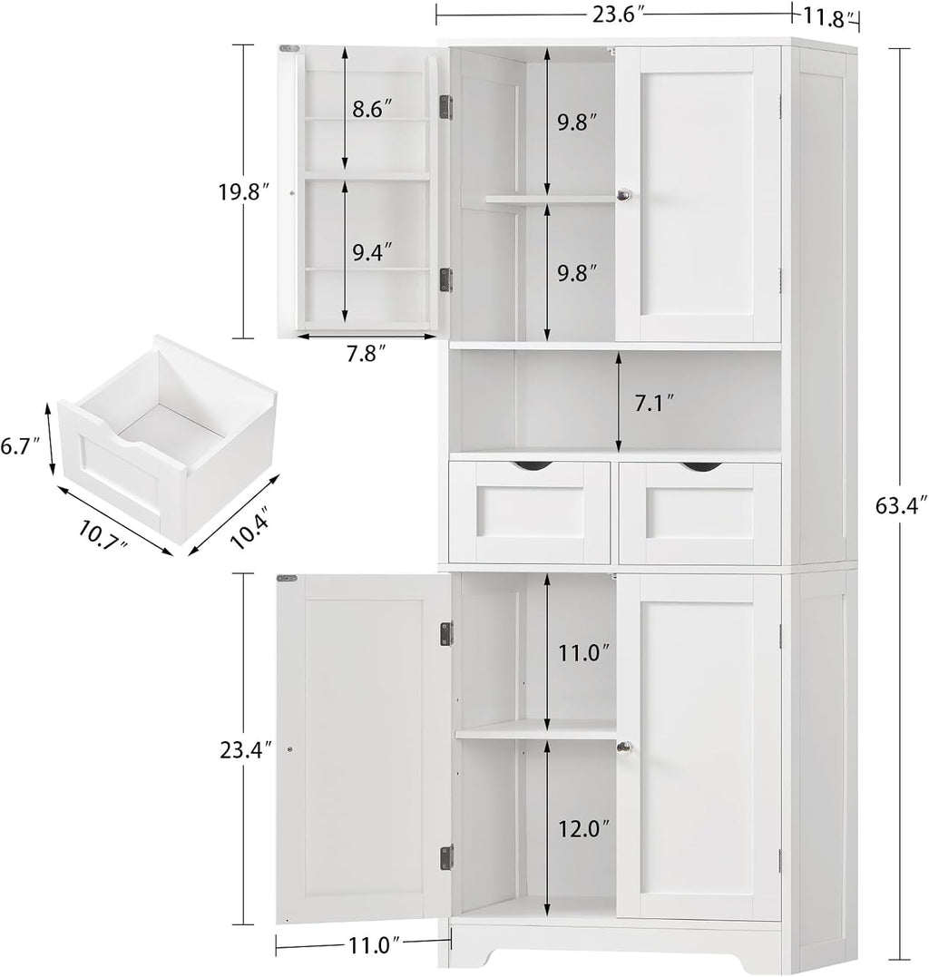 Kitchen Pantry Cabinet with 4 Door Shelves, Tall Storage Cabinet - Image 2