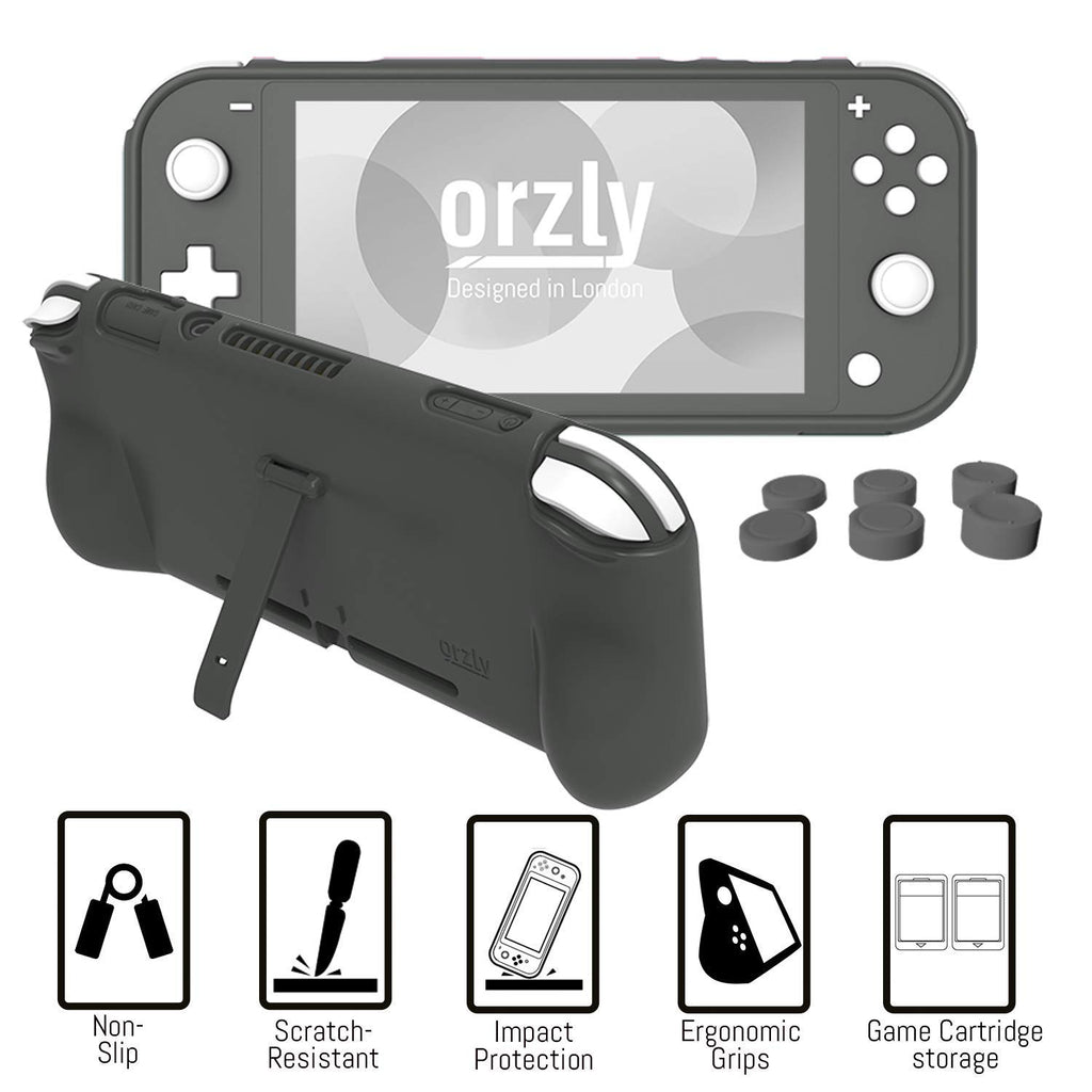 Orzly Switch Lite Accessories Bundle - Case & Screen Protector for Nintendo Switch Lite Console, USB Cable, Games Holder, Comfort Grip Case, Headphones, Thumb-Grip Pack & more (Orzly Gift Pack - Grey) - Image 6
