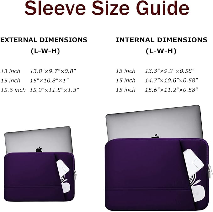 Laptop Sleeve Case 15.6 inch, Sturdy Portable Monitor Computer Laptop Case, Carrying Sleeve Bag 15.6'' with Pockets for MacBook PC Mac HP Lenovo Dell Asus Xbox Switch, Deep Purple - Image 3