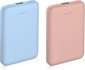 Miady 2-Pack Small Portable Charger 5000mAh Power Bank Travel Battery Pack | 5000mAh丨18.5Wh丨Type C in&Out丨Pocket Size丨Compatible with iPhone 17 Galaxy S24 Android etc丨Flight-Safe丨Lightweight丨Blue+Pink by Miady