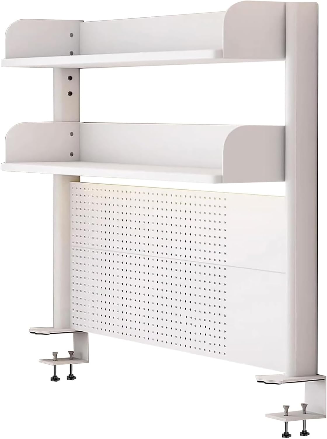 Computer Desktop Bookshelf with Pegboard,Clamp On Desk Organizer Shelf,Desktop Organizer Bookshelf Storage Shelves for Home Office Dorm Gaming Desk(31.4in, White) by peilouw