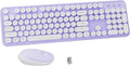Colorful Wireless Keyboard and Mouse Combo Purple White | Full-Sized Office Keyboard with Typewriter Flexible Keys, 2.4GHz Dropout-Free Connection, Optical Mouse for PC Laptop by FCPLU
