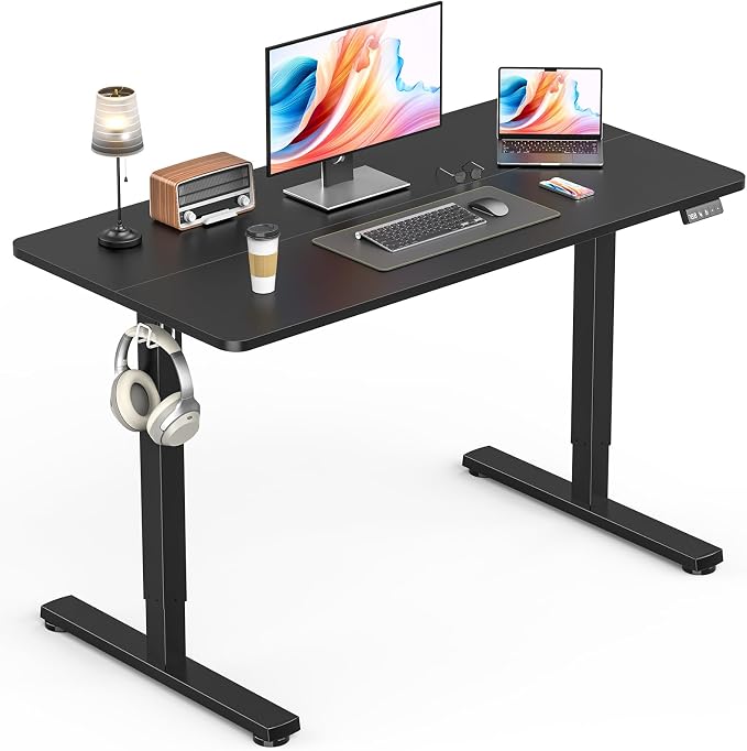Electric Standing Desk, Gaming Desk, 40 x 24 Inch, Black | Height Adjustable Computer Desk with Smart Controller, Sit and Stand Up Table for Home, Office, Work, Study, Writing by Zontera