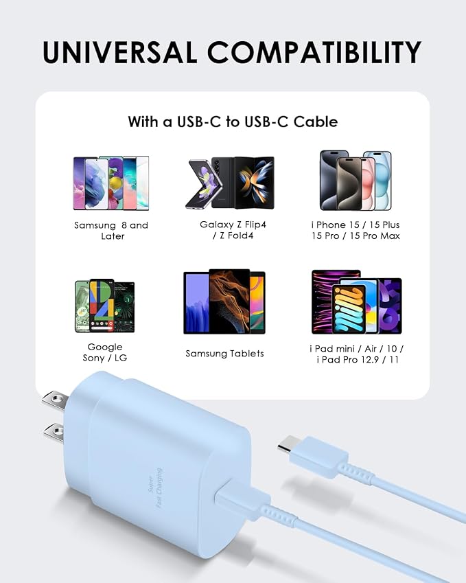AISNI USB C Charger 25W Type C Charger Fast Charging Android Charger Block | for Galaxy S26 Ultra/S26/S26+/S25 Ultra/S25/24 Ultra/S24/S23 Ultra/S22 Ultra with 10 FT Long Phone Charger USB C Cord - Image 6