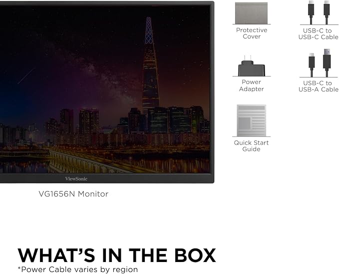 ViewSonic VG1656N 16 Inch 1200p Wireless Portable Monitor, IPS for Improved Workflows and Second Screen Productivity, Built-in Stand and Battery, 60W USB-C, and WiFi Dongle Inputs - Image 9