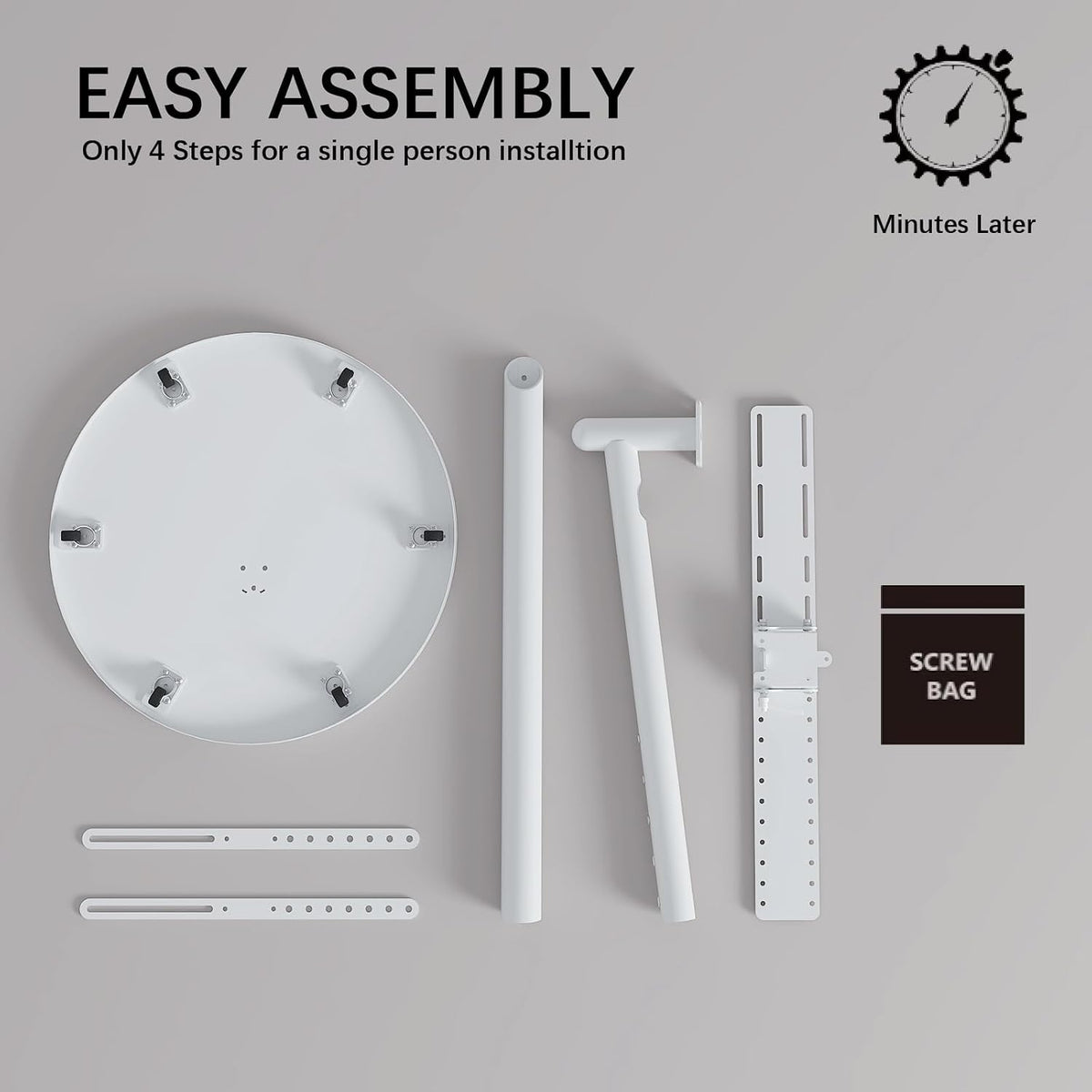 White Rolling TV Stand for 32 to 43 55 65 75 Inch TVs - Image 4