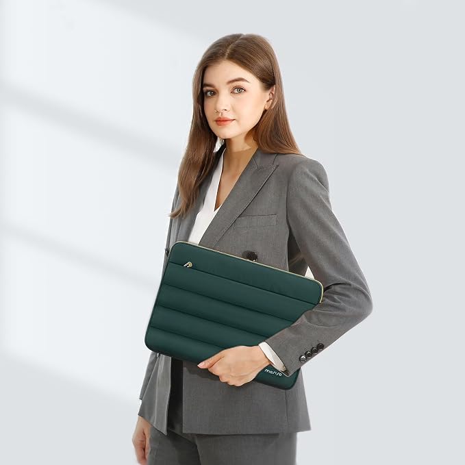 MOSISO Laptop Case 13.3 inch,13-13.3 inch Puffy Laptop Sleeve Carrying Case | Compatible with MacBook Neo/Air 13.6/Pro 13/14, HP Dell ASUS Lenovo, Polyester Horizontal Bag with Small Case, Peacock Green - Image 6