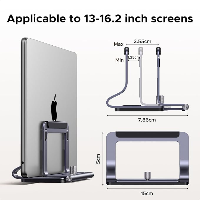 UGREEN 2-in-1 Laptop Stand for Desk, Horizental & Virtical Laptop Holder | Durable Aluminum Stand for Stability with Silicone Protection, Fits 13-16.2 inch Laptops and Tablets, Grey - Image 8