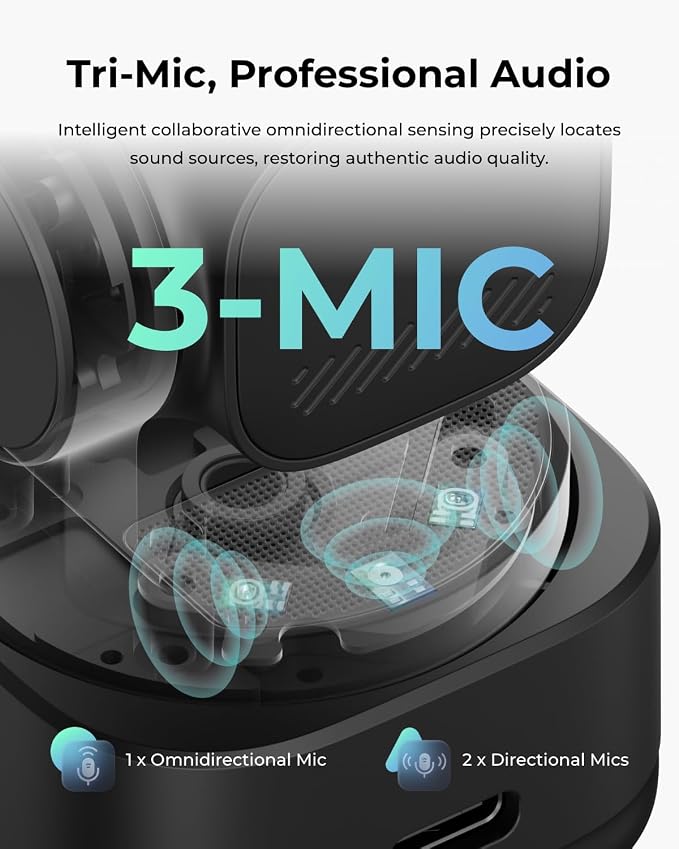 OBSBOT Tiny 3 Lite AI-Powered Spatial Audio 4K Webcam, W Mini Tripod | 1/2" CMOS 4K@30fps HDR 1080p@120fps Tri-Mic Spatial Audio Voice/Gesture Control for Streaming, Gaming, Meeting - Image 4
