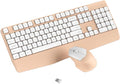 Ergonomic Wireless Keyboard and Mouse Combo with Wrist Rest, White Milk Tea | COVEVA Full Size Keyboard with 12 Dedicated Shortcuts, Smart Auto-Sleep, 2.4GHz Receiver, Natural Typing for PC Laptop by COVEVA