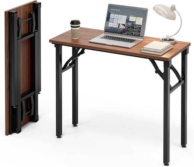 Folding Desk Foldable Desk - Folding Table for Small Spaces, Portable Compact Laptop Workstation for Computer Tasks, Study, Craft, Sewing, Home Office, Bedroom, Dorm and Narrow Space Storage by RISWER