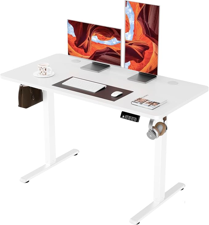 47"x24" Standing Desk, Height Adjustable Sit-Stand Office, White | Electric Adjustable Standing Desk, Sit to Stand Computer Office Desk with Splice Board, Memory Preset, Lifts 28.7''-46.5" by ERGOMAKER