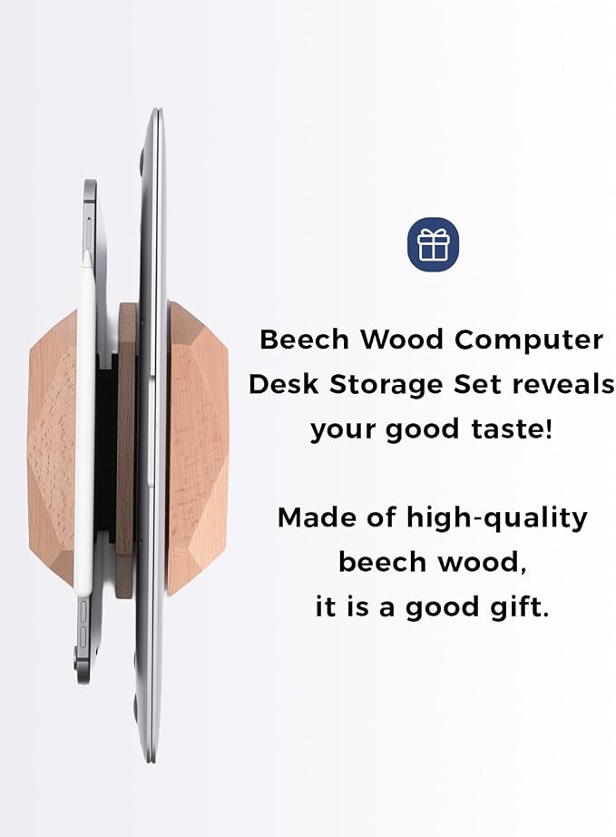 Dual Laptop Holder Adjustable Vertical Laptop Stand, 2 Slots MacBook Stand Wood,Wooden Laptop Stand,Vertical Laptop Holder for Desk, Widen Dock Fits All MacBook/Surface pro - Image 7