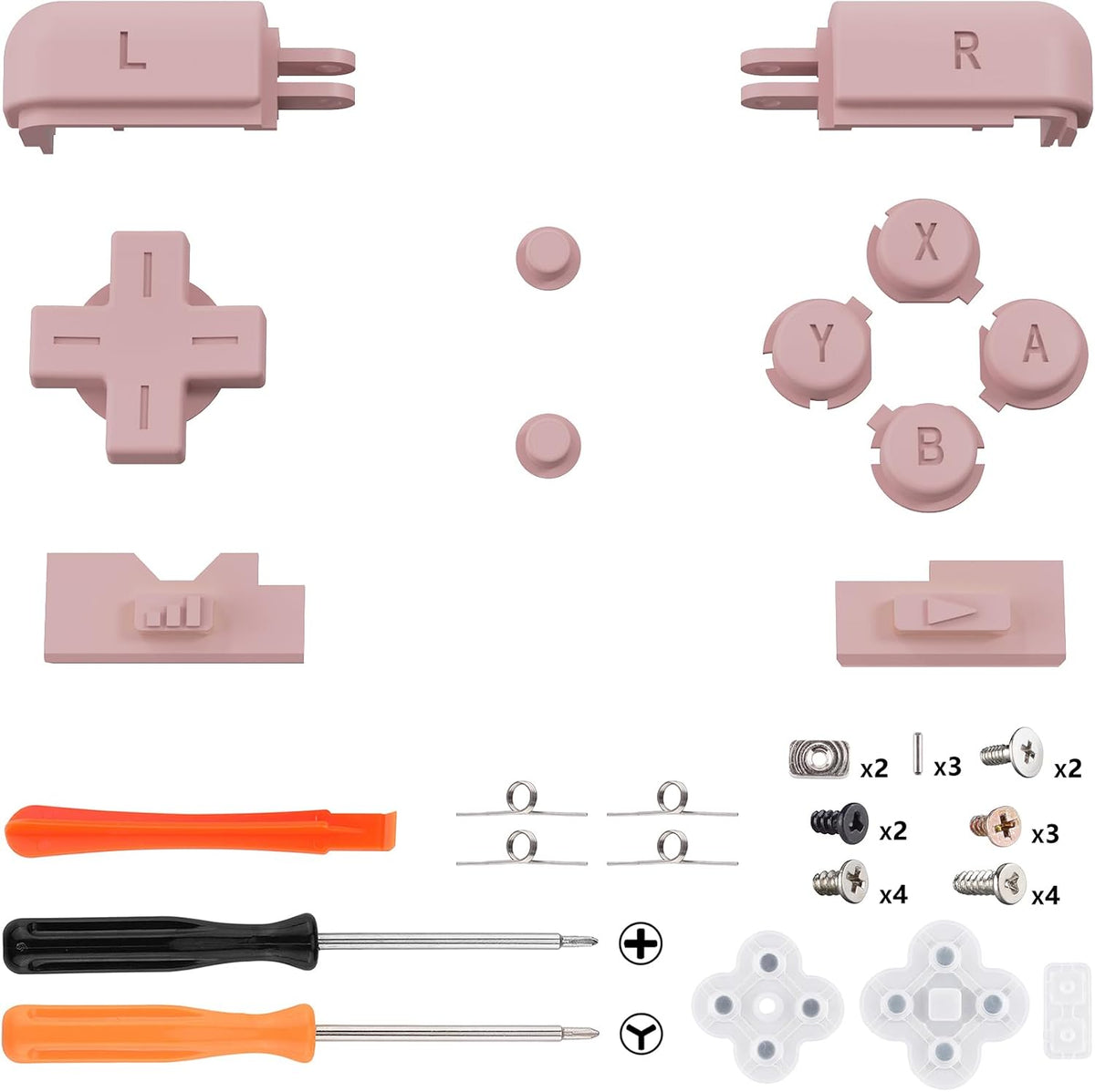 eXtremeRate Cherry Blossoms Pink Replacement Full Set Buttons for Nintendo DS Lite Handheld Console, Custom D-pad A B X Y Start Select R L Power Volume Keys for Nintendo DS Lite NDSL - Console Without - Image 2