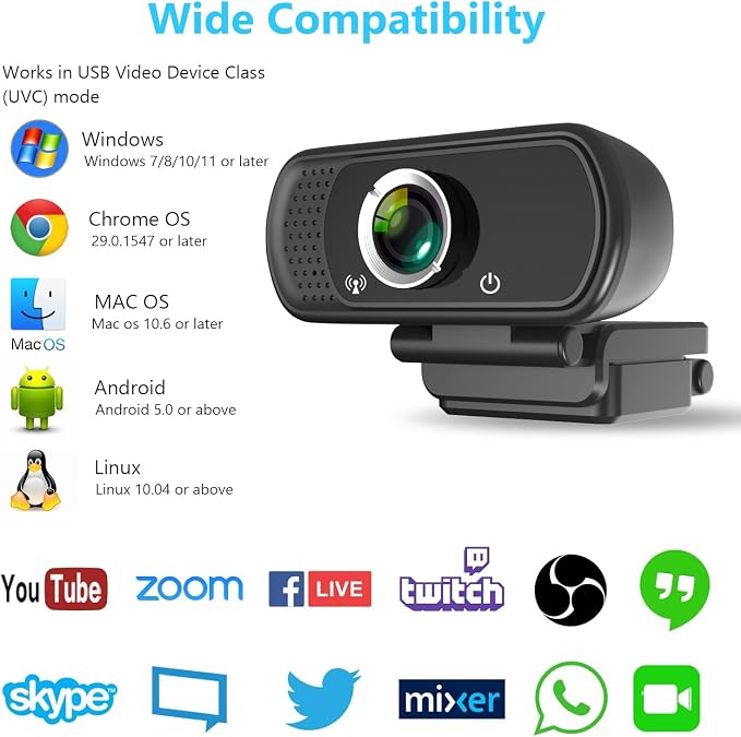 XPCAM HD 1080p Webcam with Microphone,USB Web Camera for Computer PC Laptop | PC Webcam with Cover/Tripod,110°FOV Wide Angle,Plug&Play Streaming Computer Camera for Laptop Mac Zoom,Teams,Twitch Gaming - Image 4