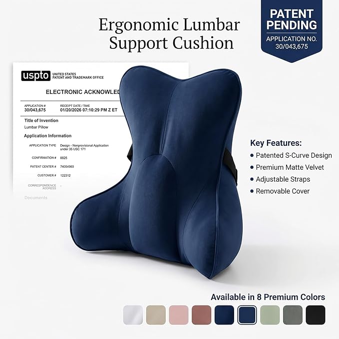 Lumbar Support Pillow(Pat. Pend) – Multi-Functional Ergonomic Back Cushion for Office Chair, Car Seat & Sofa, Reading Pillow with Firm Multi-Zone Support to Relieve Lower Back Pain,Teal Blue - Image 9